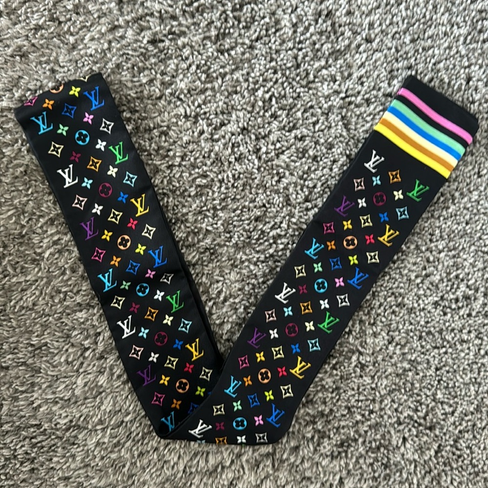 Vintage Louis Vuitton Silk Multicolore Monogram Pattern Bandeau